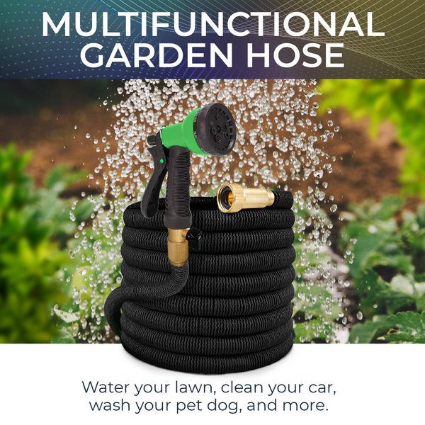 Joeys Garden Expandable Garden Hose with 8 Function Hose Nozzle, Lightweight Anti-Kink Flexible Garden Hoses, Extra Strength Fabric with Double Latex Core, (4 sizes.)