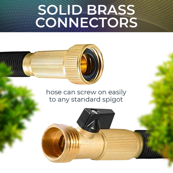 Joeys Garden Expandable Garden Hose with 8 Function Hose Nozzle, Lightweight Anti-Kink Flexible Garden Hoses, Extra Strength Fabric with Double Latex Core, (4 sizes.)