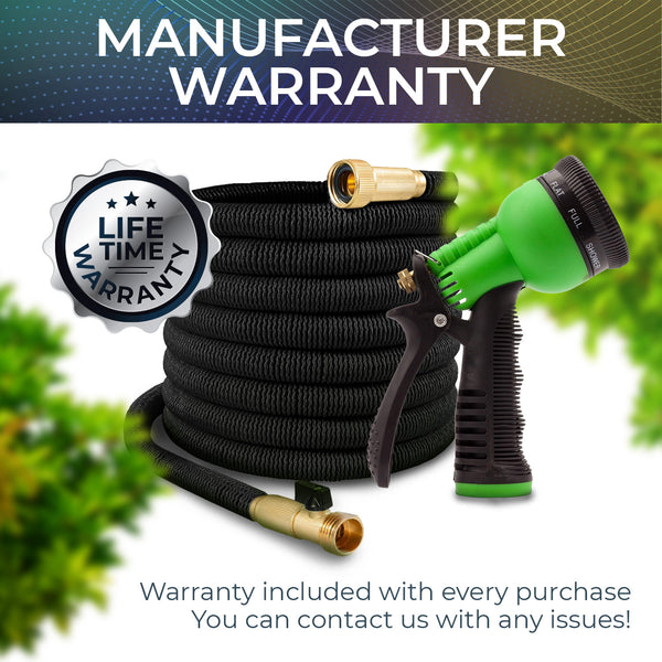 Joeys Garden Expandable Garden Hose with 8 Function Hose Nozzle, Lightweight Anti-Kink Flexible Garden Hoses, Extra Strength Fabric with Double Latex Core, (4 sizes.)