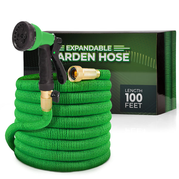 Joeys Garden Expandable Garden Hose with 8 Function Hose Nozzle, Lightweight Anti-Kink Flexible Garden Hoses, Extra Strength Fabric with Double Latex Core (4 Sizes.)