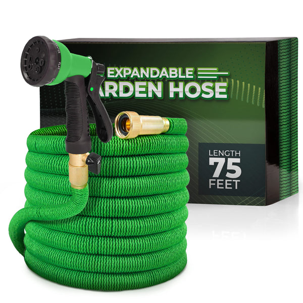 Joeys Garden Expandable Garden Hose with 8 Function Hose Nozzle, Lightweight Anti-Kink Flexible Garden Hoses, Extra Strength Fabric with Double Latex Core (4 Sizes.)