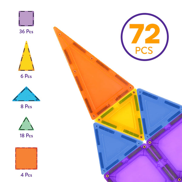 K-TILES® Magnetic Building Tiles for Kids (72 Pieces) - Colorful Tiles, Strong Magnets, Educational Toys for Children, Creativity, Imagination, Cognitive Development & Motor Skills for Girls & Boys